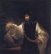 REMBRANDT Harmenszoon van Rijn, Aristotle Contemplation a Bust of Homer